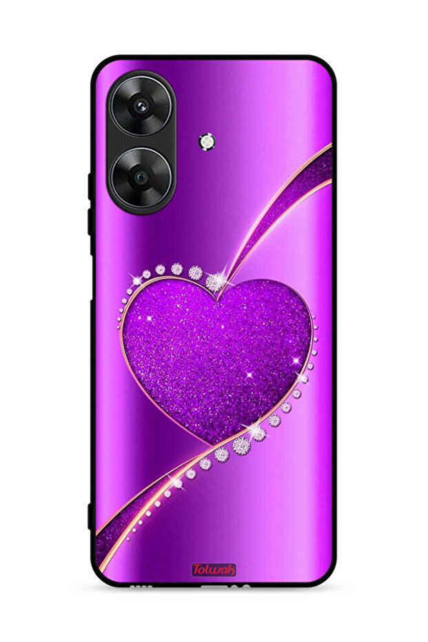 غطاء حماية لهاتف Realme Note 60 4G بنقشة قلب لامعة