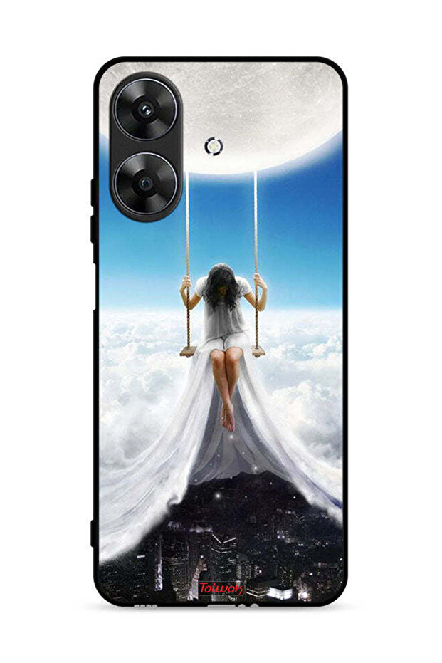 غطاء حماية لهاتف Realme Note 60 4G برسومات مدينة غيوم القمر
