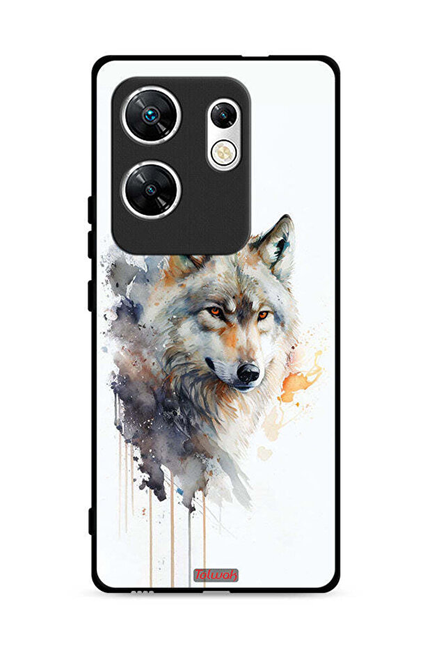 غطاء حماية لهاتف Infinix Zero 30 4G بتصميم فن تجريدي للذئب