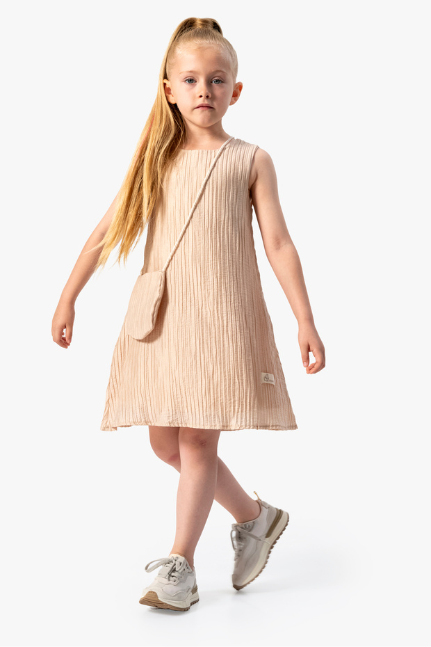 Baby Girl Dress Girls Kids Dress Birthday Party Wedding Dress Short Sleeve Sleeveless Dress with Bag