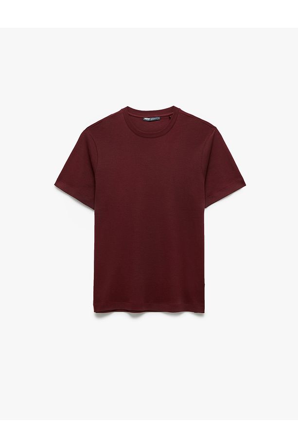 Regular Fit Bisiklet Yaka Pamuklu Kısa Kollu Basic Tişört - 1