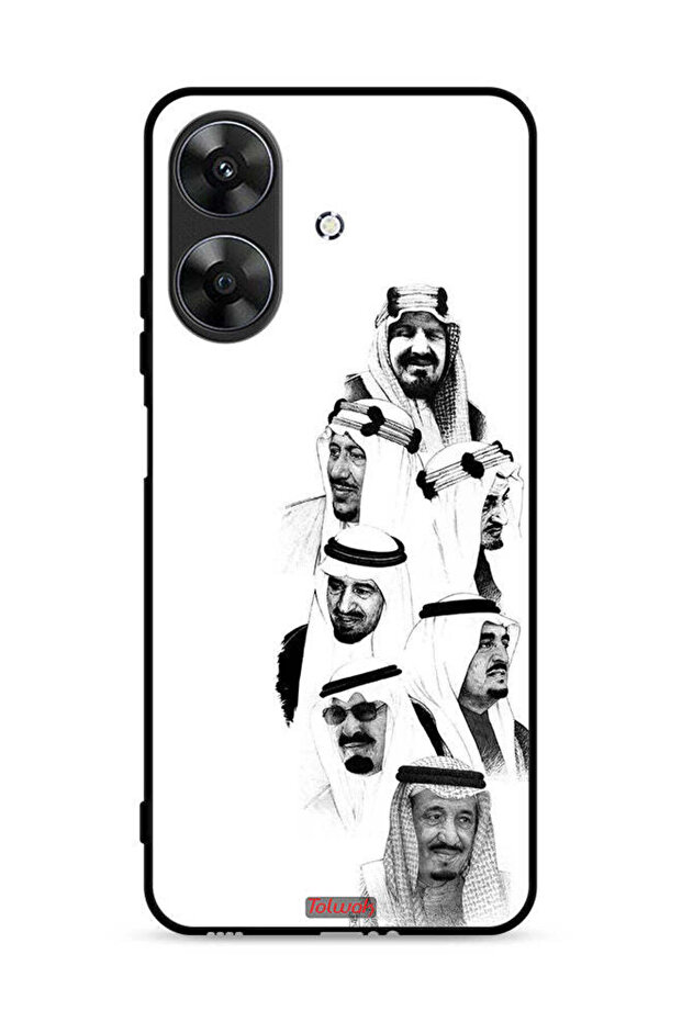 غطاء حماية لهاتف Realme Note 60 4G، فن ملوك السعودية، أبيض وأسود