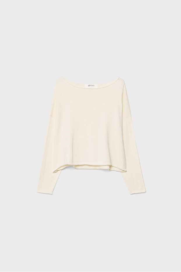 Geniş Yaka Crop Sweatshirt - 6