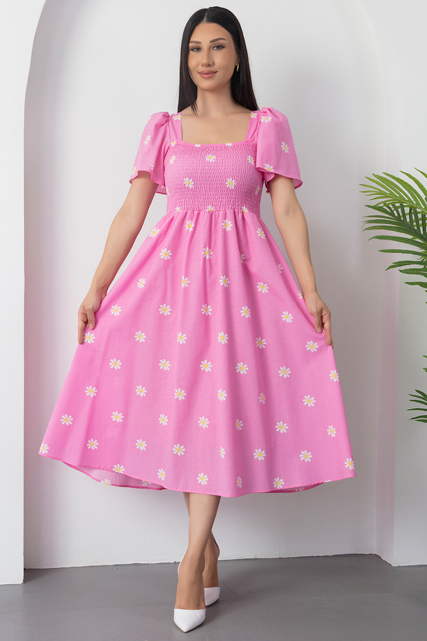 Göğüs Gipeli Volanlı Kol Polin Elbise GRS3483 - 4