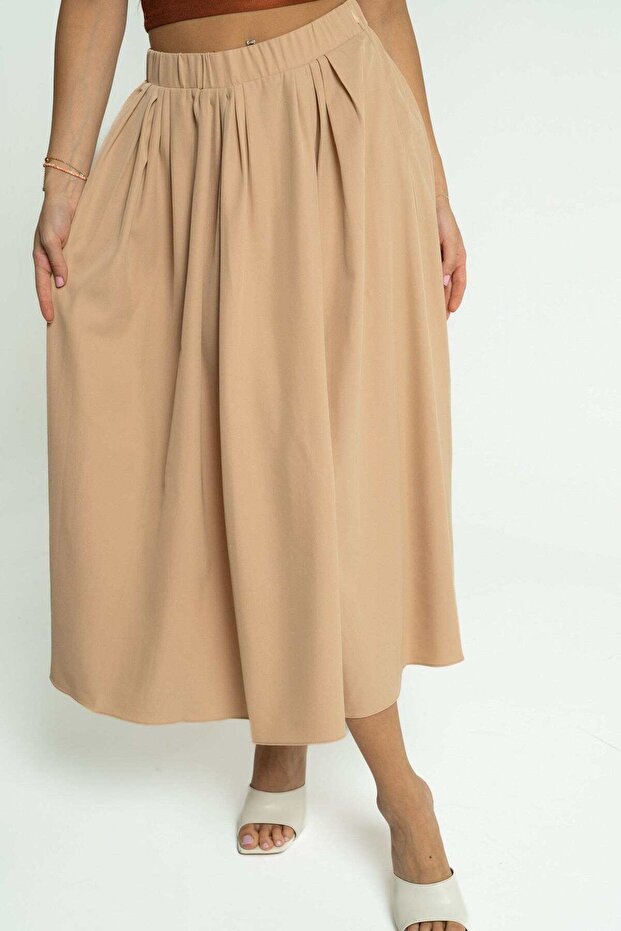 Solid Flared Midi Skirt - 1