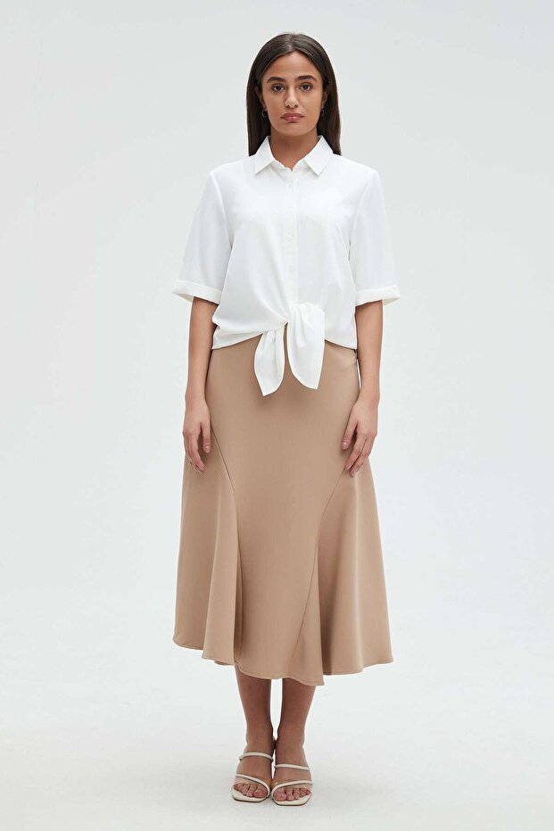 Women's Solid Short Sleeve Button-Up Shirt