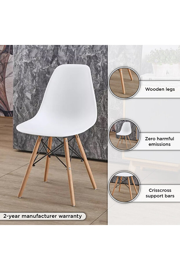 كرسي طعام ديمي بأرجل من الخشب الصلب - 4