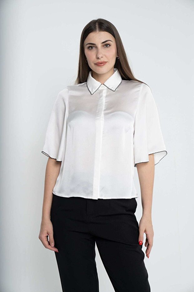 قميص سادة بأكمام قصيرة - 1