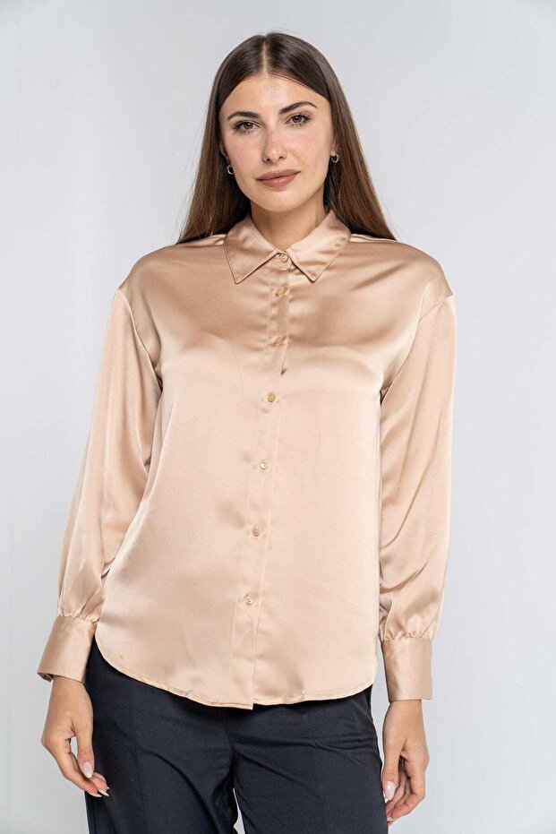 Solid Button-Up Long Sleeve Shirt - 1