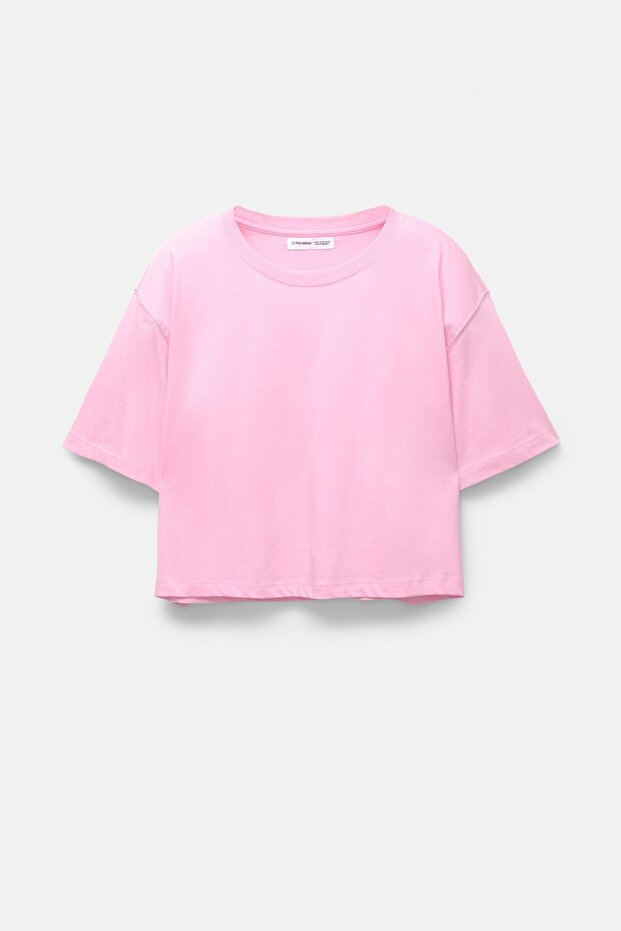 Kısa kollu crop t-shirt - 7