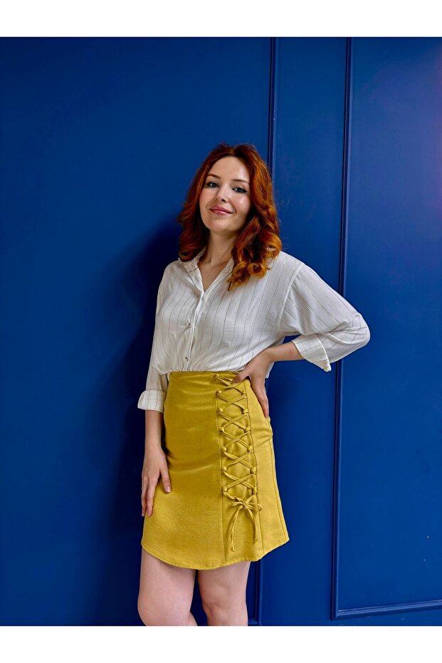 BAĞCIK DETAYLI MİNİ ETEK - 1