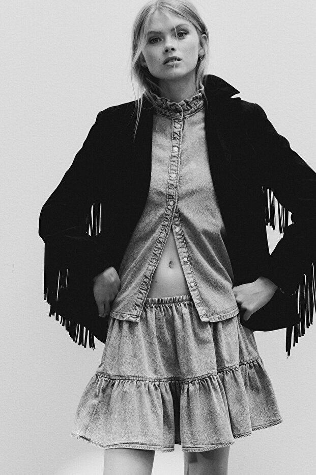 Farbalalı Mini Etek - 2