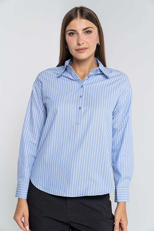Long-Sleeve Striped Blouse