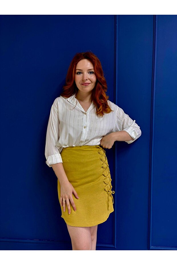 BAĞCIK DETAYLI MİNİ ETEK - 2