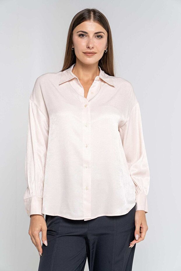 قميص سادة بأزرار وأكمام طويلة - 1