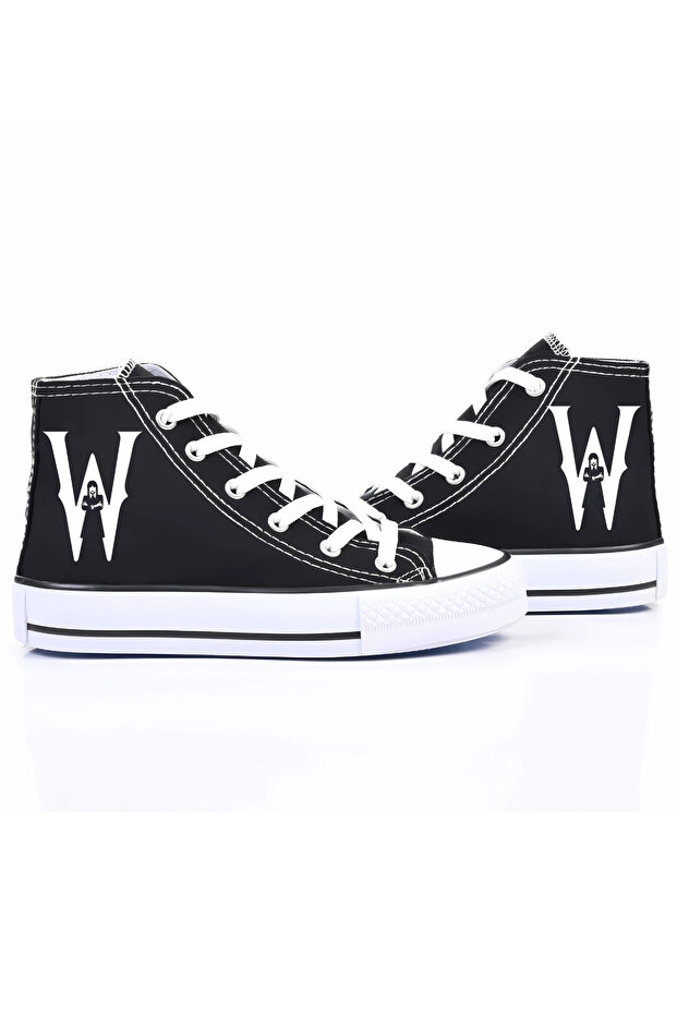 Wednesday Printed Black High Top Canvas Sports Shoes Sneaker
