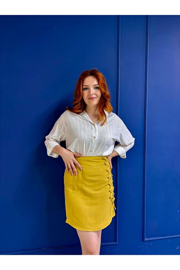 BAĞCIK DETAYLI MİNİ ETEK - 6