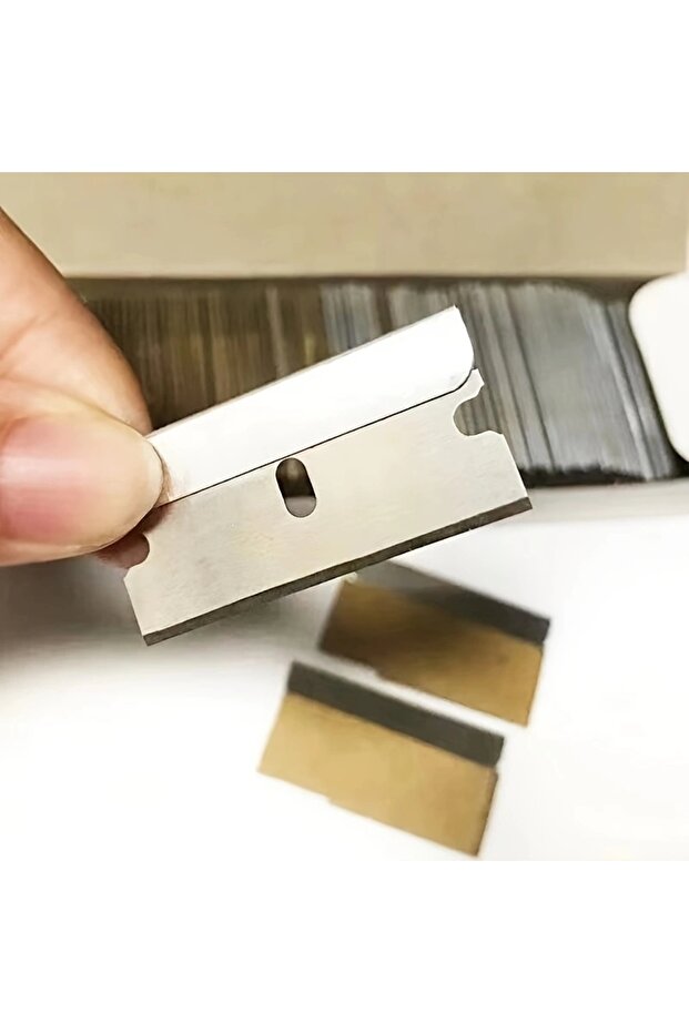 Silver 100Pcs Metal Single-Edged Razor Blades, Glass Scraper Blades, Cleaning Blades, Mobile Phone R