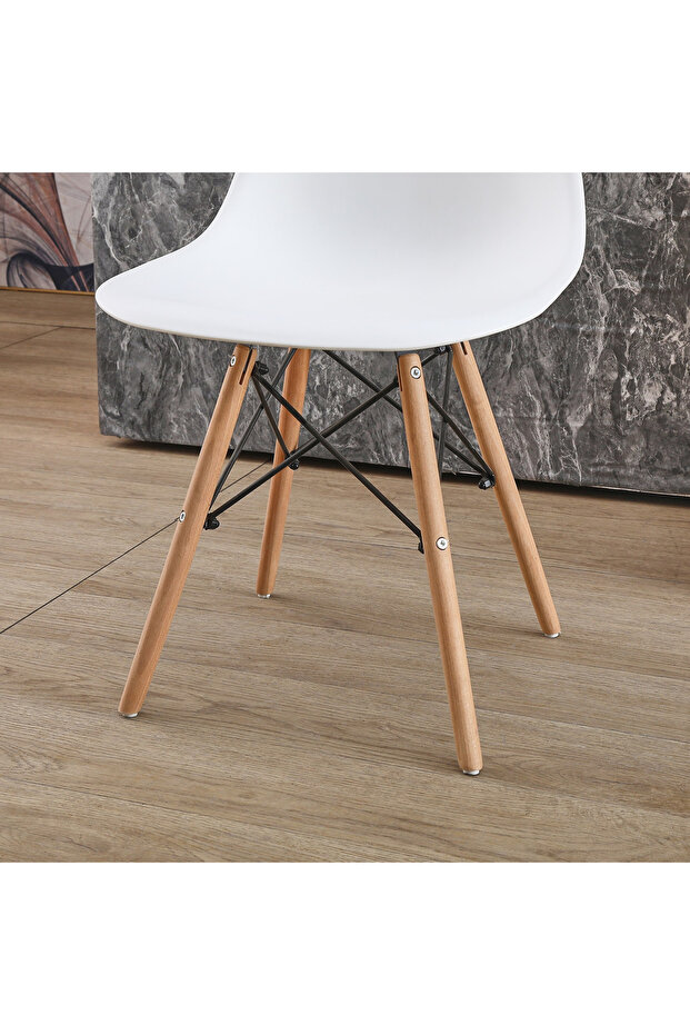 كرسي طعام ديمي بأرجل من الخشب الصلب - 6