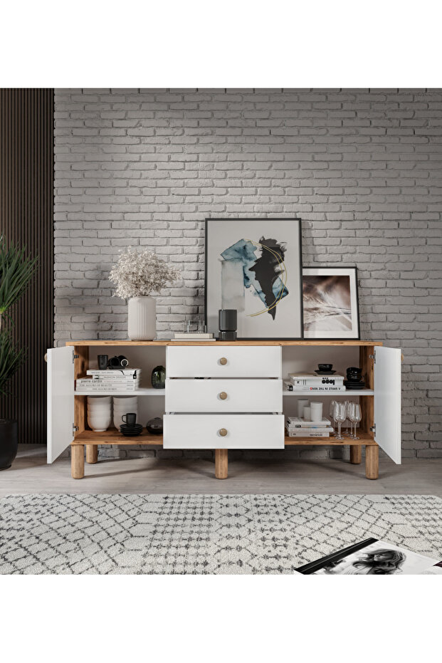 Bohem Konsol 3 Çekmeceli 2 Kapaklıtamamı Mdf - 5