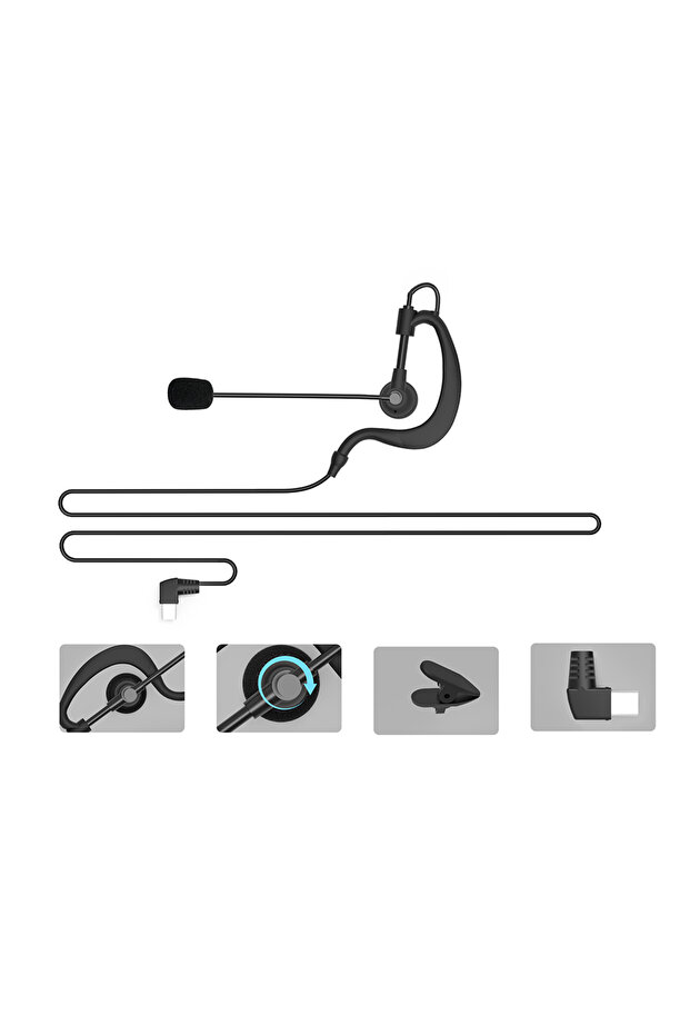 سماعات أذن من النوع C من قطعتين لجهاز EJEAS V6 PRO+ MS8 MS20 سماعة رأس لجهاز الاتصال الداخلي للحكم وحزمة ذراع جهاز الاتصال الداخلي للحكم - 4