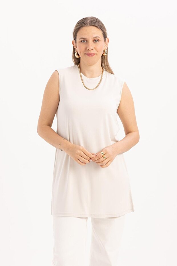 Taş-Basıc Sıfır Kol İçlik Tunik - 1