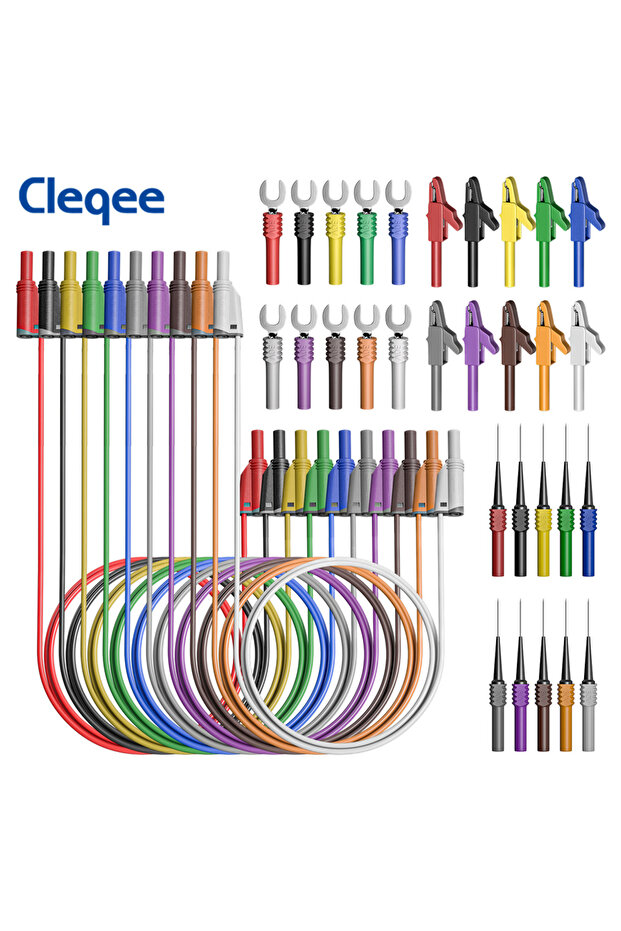 مجموعة أسلاك اختبار السيليكون من Cleqee CKT011 مع مشبك تمساح وشوكة اختبار خلفية...