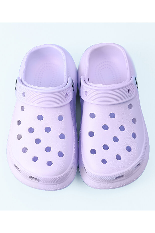 Solid Back Strap Closure Clogs - Purple - 7