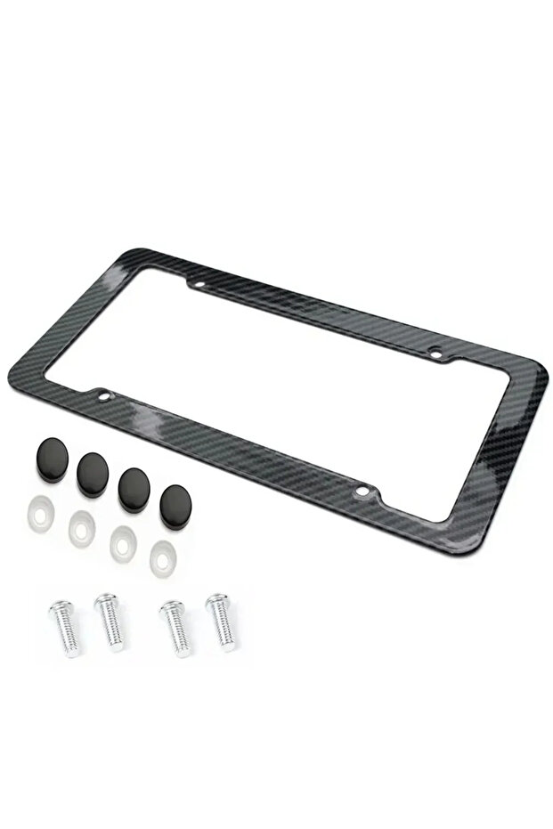 1pcs Black Carbon Fiber Pattern Plastic License Plate Frame Fiber Black Aluminum Metal Car Tag Holde