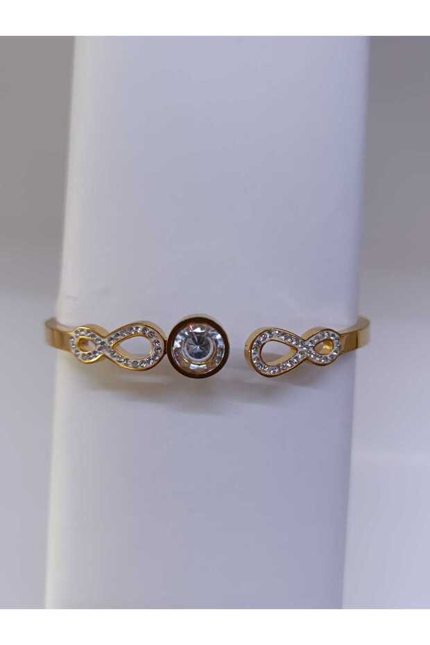 Steel Handcuffs with Zircon Stone and Infinity Detail