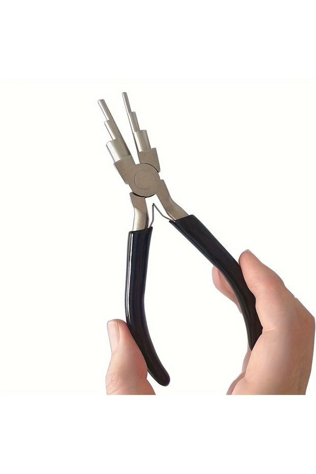 Black 1pc Iron Wire Looping Jewelry Pliers, 6-in-1 Bail-Making Pliers, With Non-Slip Comfort Grip Ha