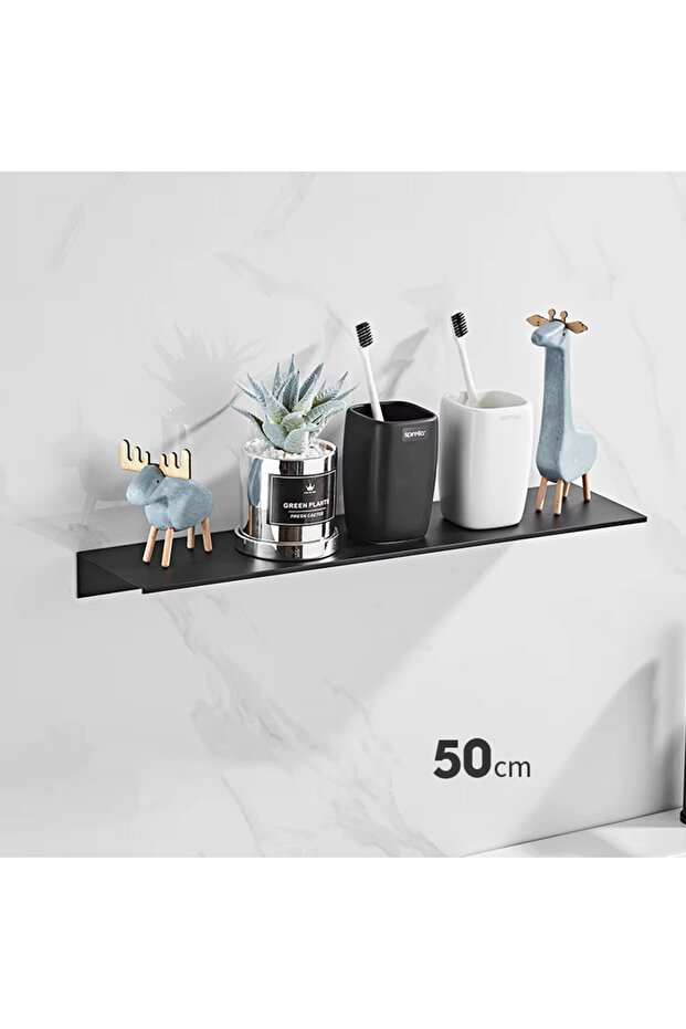 Black 50cm 30/40/50CM Bathroom Shelf Aluminum Floating Shelves for Wall Mounted Shower Organiser Kit