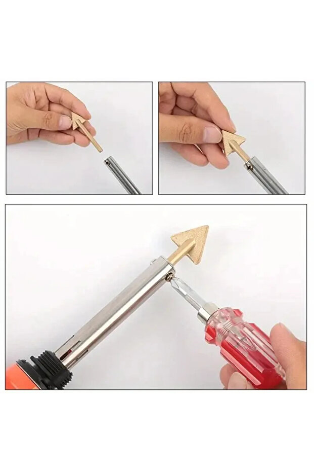 3pc Soldering Iron Tips Set Copper Triangular Smoothing Head Replacement Tips for 80Watt Plastic ... - 5