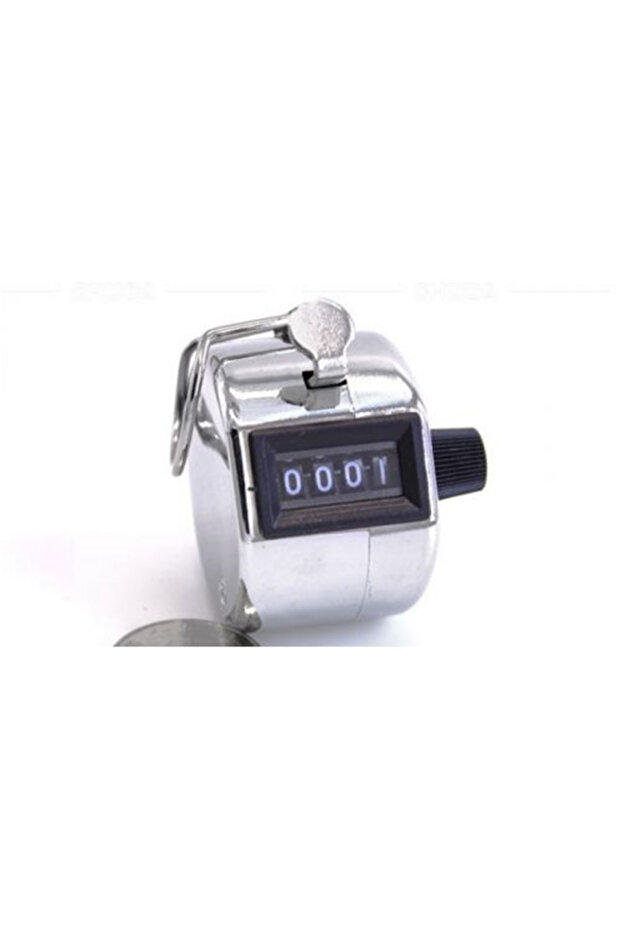 Silvery white Clicker 4 Digit Number Counters Plastic Shell Hand Finger Display Manual Counting Tall - 1