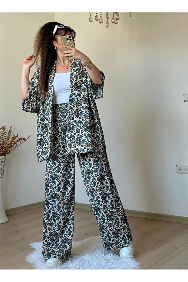 Shawl Pattern Kimono Set - 2