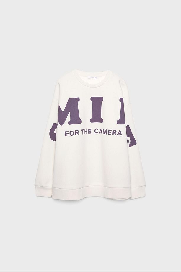 Smile Baskılı Oversize Sweatshirt - 6