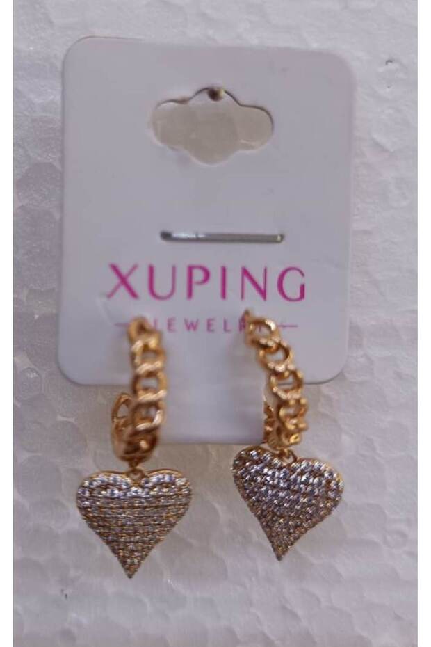 Steel Earrings with Zircon Stone with Rocking Heart