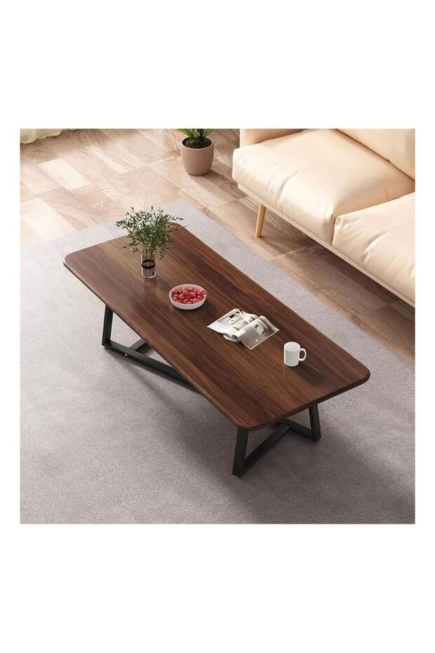 Coffee table, brown rectangular living room table - 1