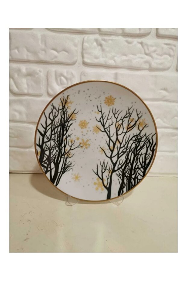 Handmade Porcelain Cake Plate Set for 6 People Giallo Series