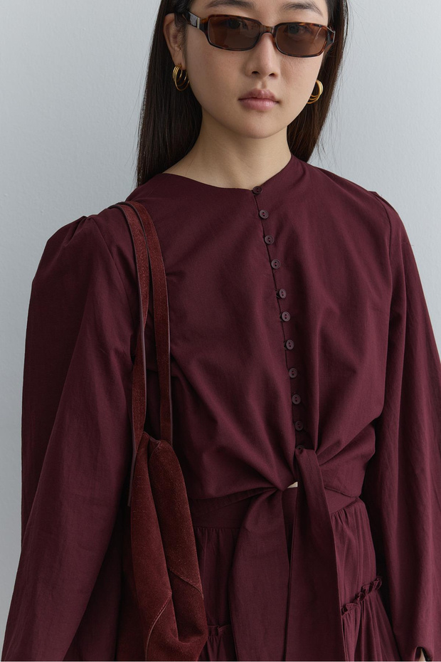 Brit Düğmeli Üst Bordo - 4