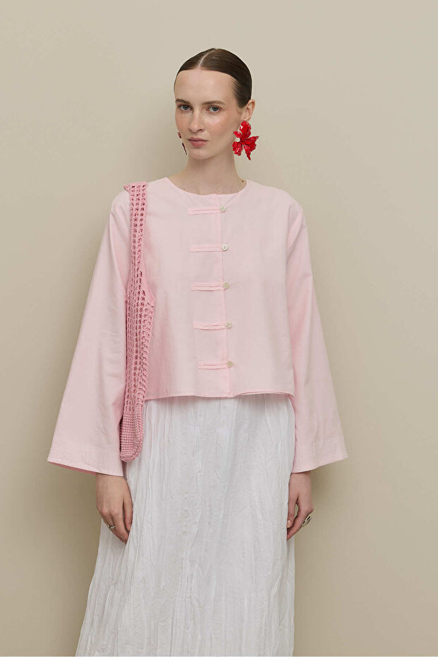 Geniş Britli Gömlek Pembe - 6