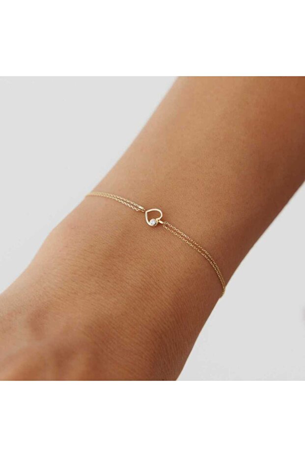 Mini Taşlı Kalp Bileklik - 1