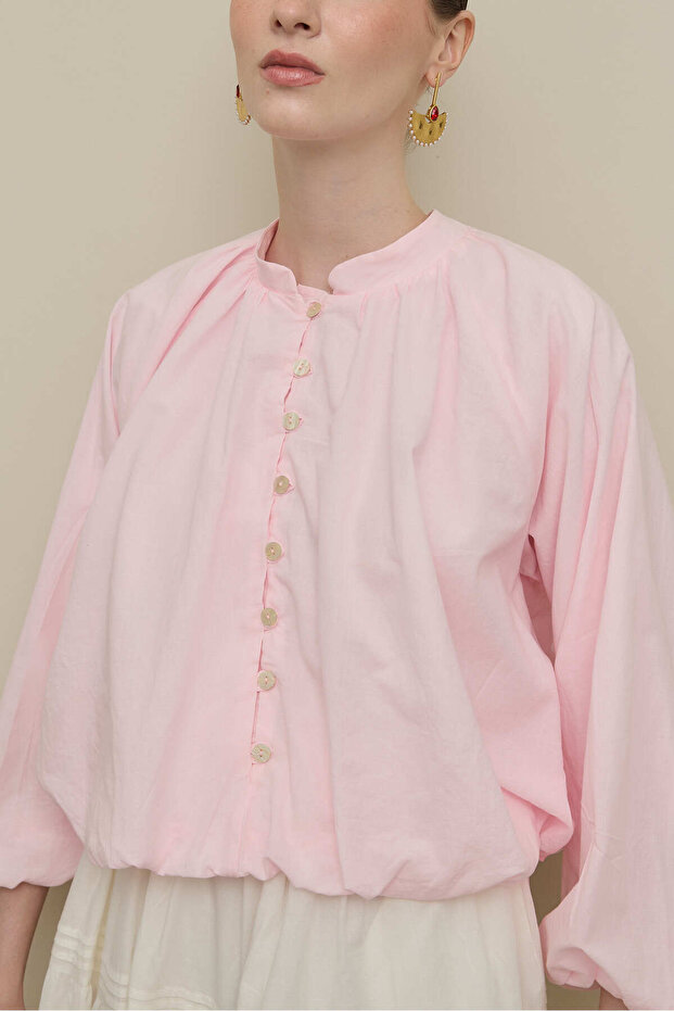 Britli Balon Gömlek Pembe - 5