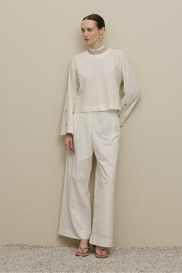 Basic Keten Üst Beyaz - 4