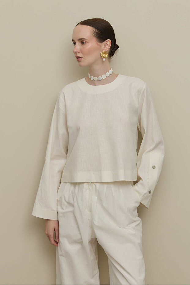 Basic Keten Üst Beyaz - 6