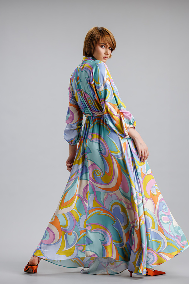 Rochie lunga, multicolora - 3