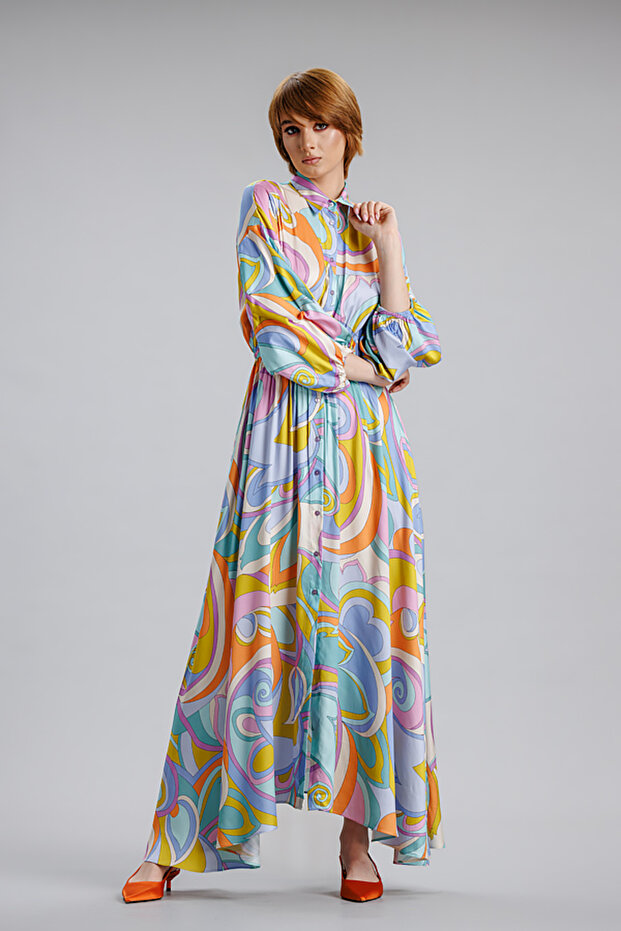 Rochie lunga, multicolora - 1