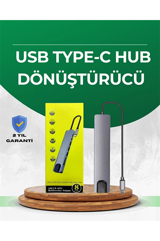 Type‑C Dönüştürücü – 2×USB3.0, SD/MS, 4K HDMI & RJ45 ile Profesyonel Kullanım - 1