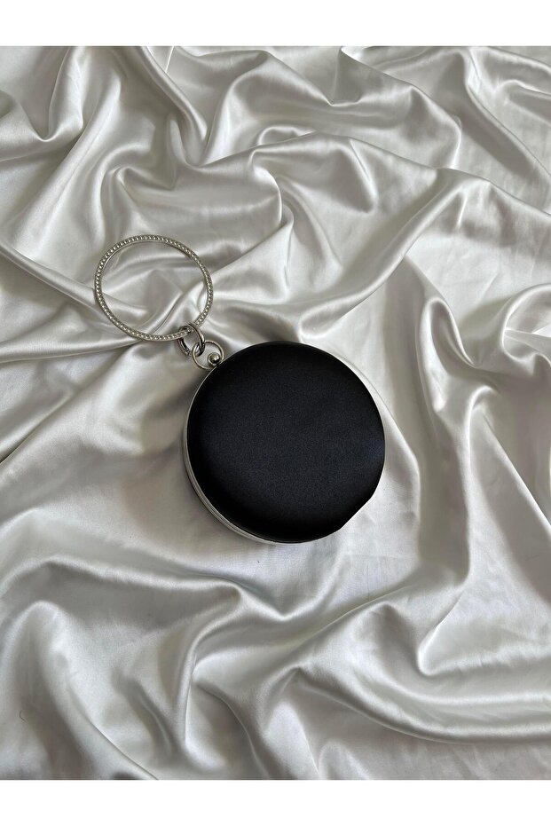 Satin Cylinder Model Wedding Engagement Evening Dress Bag Black