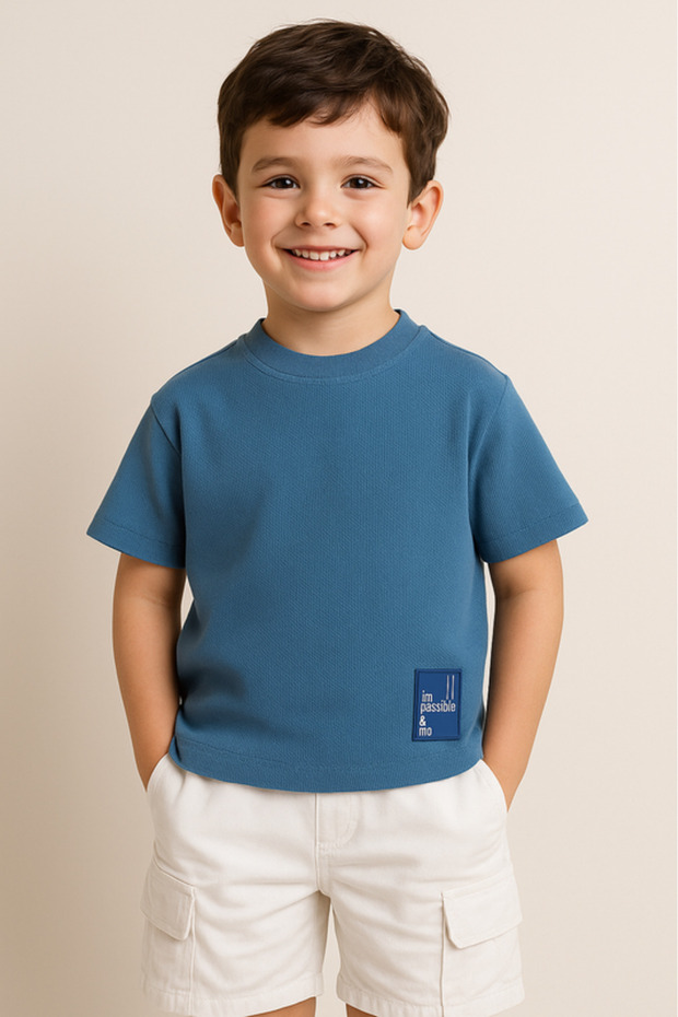 Junior Boys Cotton T-Shirt - Winter Blue